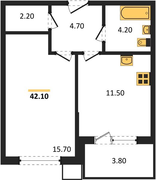 Фото №1: 1-комнатная квартира 42 м² - Краснодар, Парк Победы, мкр. Прикубанский внутригородской округ