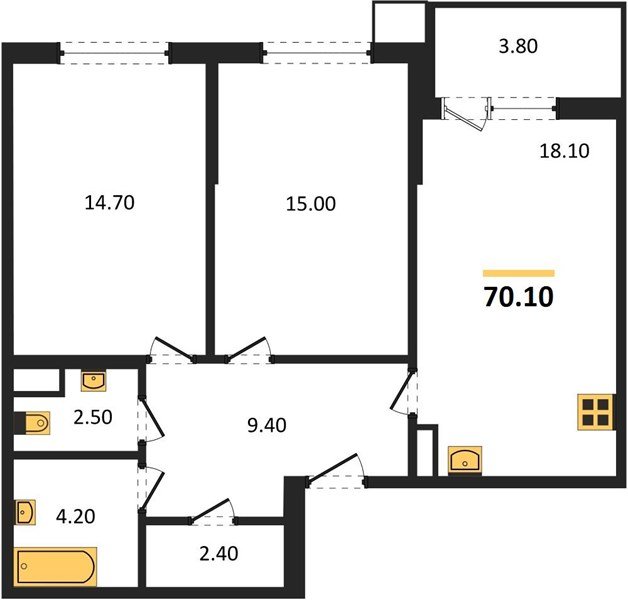 Фото №1: 2-комнатная квартира 70 м² - Краснодар, Парк Победы, мкр. Прикубанский внутригородской округ