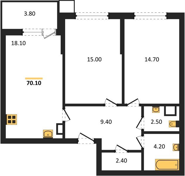 Фото №1: 2-комнатная квартира 70 м² - Краснодар, Парк Победы, мкр. Прикубанский внутригородской округ