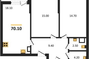 Фото №1: 2-комнатная квартира 70 м² - Краснодар, мкр. Прикубанский внутригородской округ, 