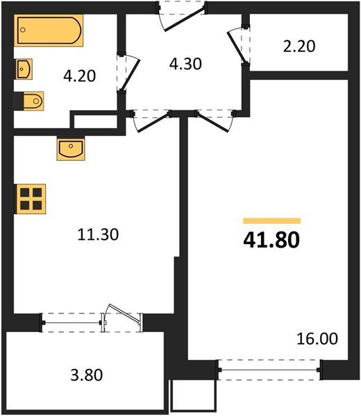 Фото №1: 1-комнатная квартира 41 м² - Краснодар, Парк Победы, мкр. Прикубанский внутригородской округ