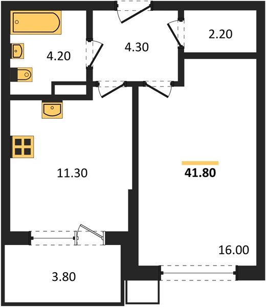 Фото №1: 1-комнатная квартира 41 м² - Краснодар, Парк Победы, мкр. Прикубанский внутригородской округ