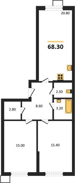 Фото №1: 2-комнатная квартира 68 м² - Краснодар, Прикубанский внутригородской округ, мкр. Парк Победы
