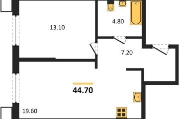 Фото №1: 1-комнатная квартира 44 м² - Краснодар, мкр. Парк Победы, 