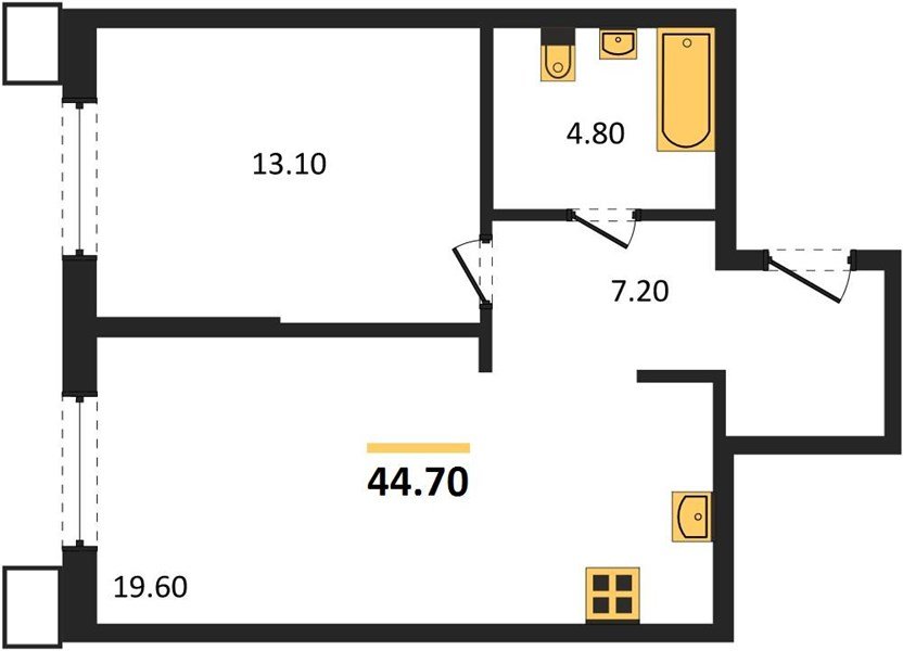 Фото №1: 1-комнатная квартира 44 м² - Краснодар, Прикубанский внутригородской округ, мкр. Парк Победы