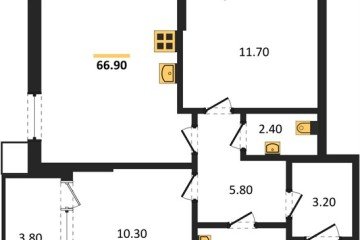 Фото №1: 2-комнатная квартира 66 м² - Краснодар, мкр. Парк Победы, 
