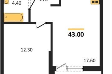 Фото №1: 1-комнатная квартира 43 м² - Краснодар, мкр. Парк Победы, 