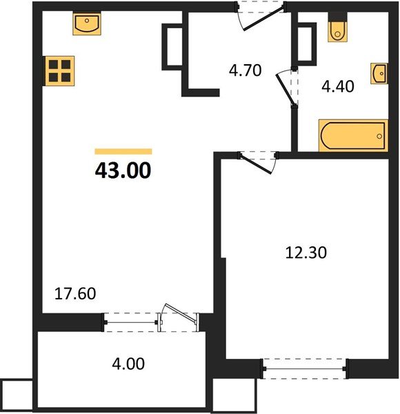 Фото №1: 1-комнатная квартира 43 м² - Краснодар, Прикубанский внутригородской округ, мкр. Парк Победы