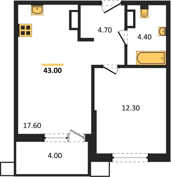 Фото №1: 1-комнатная квартира 43 м² - Краснодар, Прикубанский внутригородской округ, мкр. Парк Победы