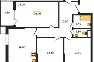 Фото №1: 3-комнатная квартира 79 м² - Краснодар, мкр. Парк Победы, 
