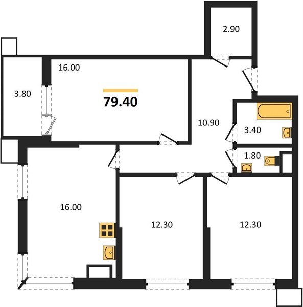 Фото №1: 3-комнатная квартира 79 м² - Краснодар, Прикубанский внутригородской округ, мкр. Парк Победы