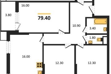 Фото №1: 3-комнатная квартира 79 м² - Краснодар, мкр. Парк Победы, 