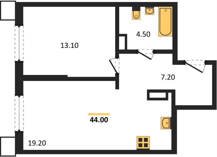 Фото №1: 1-комнатная квартира 44 м² - Краснодар, Прикубанский внутригородской округ, мкр. Парк Победы