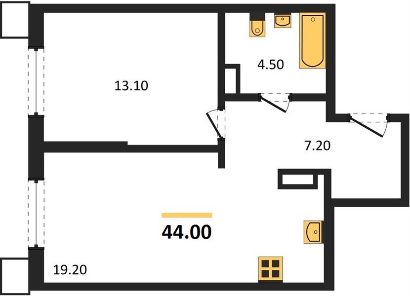 Фото №1: 1-комнатная квартира 44 м² - Краснодар, Прикубанский внутригородской округ, мкр. Парк Победы