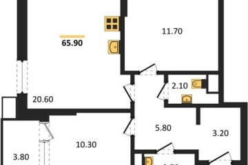 Фото №1: 2-комнатная квартира 65 м² - Краснодар, мкр. Парк Победы, 