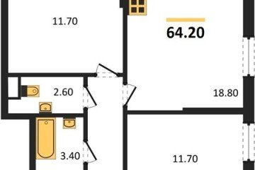 Фото №1: 2-комнатная квартира 64 м² - Краснодар, мкр. Парк Победы, 