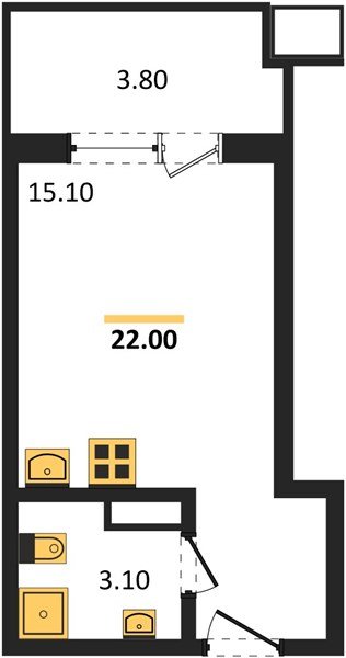 Фото №1: Студия 22 м² - Краснодар, Прикубанский внутригородской округ, мкр. Парк Победы