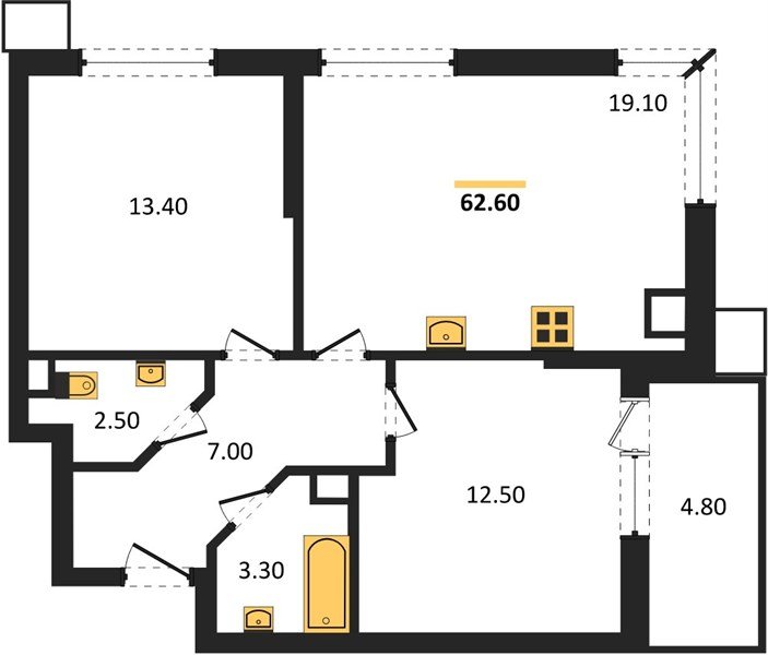 Фото №1: 2-комнатная квартира 62 м² - Краснодар, Прикубанский внутригородской округ, мкр. Парк Победы