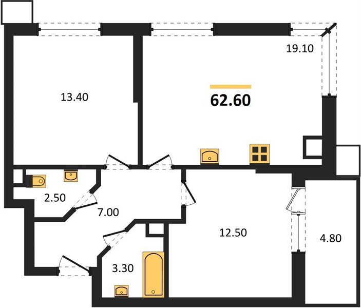 Фото №1: 2-комнатная квартира 62 м² - Краснодар, Прикубанский внутригородской округ, мкр. Парк Победы