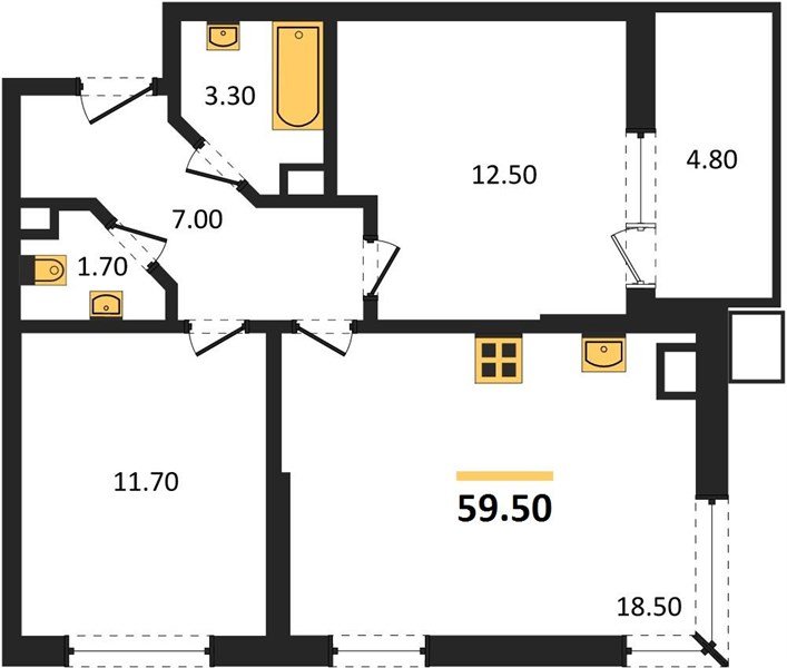 Фото №1: 2-комнатная квартира 59 м² - Краснодар, Прикубанский внутригородской округ, мкр. Парк Победы
