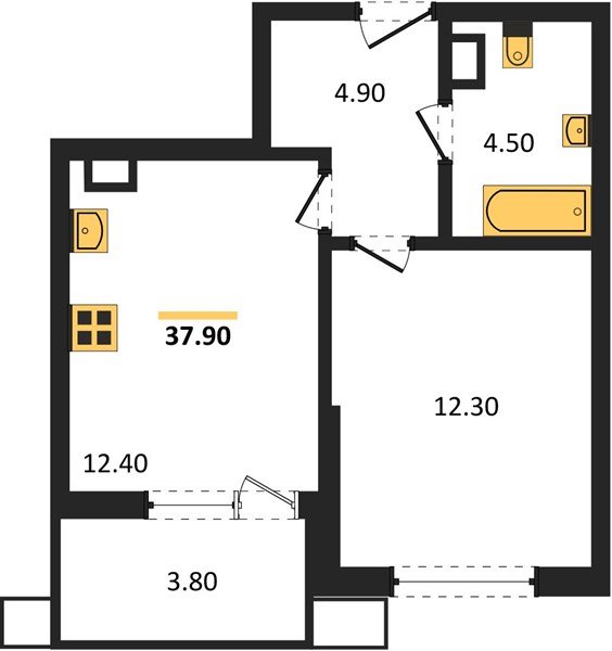 Фото №1: 1-комнатная квартира 37 м² - Краснодар, Прикубанский внутригородской округ, мкр. Парк Победы