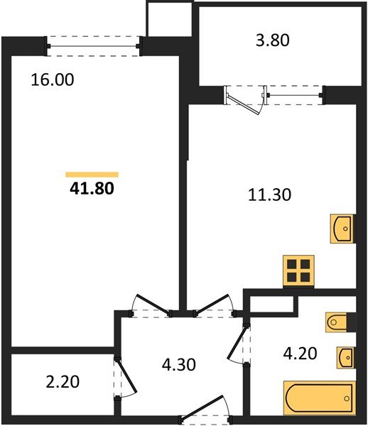 Фото №1: 1-комнатная квартира 41 м² - Краснодар, Прикубанский внутригородской округ, мкр. Парк Победы