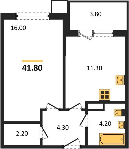 Фото №1: 1-комнатная квартира 41 м² - Краснодар, Прикубанский внутригородской округ, мкр. Парк Победы