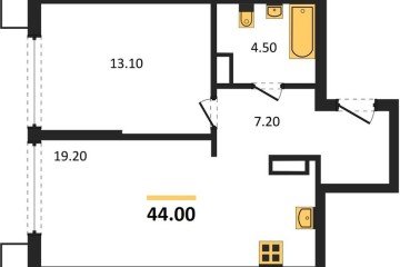 Фото №1: 1-комнатная квартира 44 м² - Краснодар, мкр. Парк Победы, 