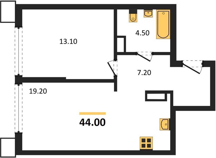 Фото №1: 1-комнатная квартира 44 м² - Краснодар, Прикубанский внутригородской округ, мкр. Парк Победы