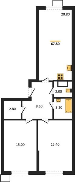 Фото №1: 2-комнатная квартира 67 м² - Краснодар, Прикубанский внутригородской округ, мкр. Парк Победы
