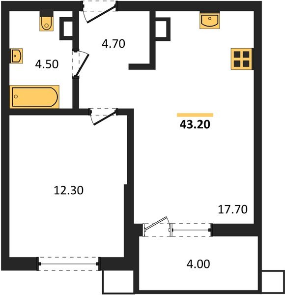 Фото №1: 1-комнатная квартира 43 м² - Краснодар, Прикубанский внутригородской округ, мкр. Парк Победы