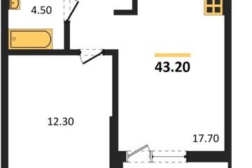 Фото №1: 1-комнатная квартира 43 м² - Краснодар, мкр. Парк Победы, 