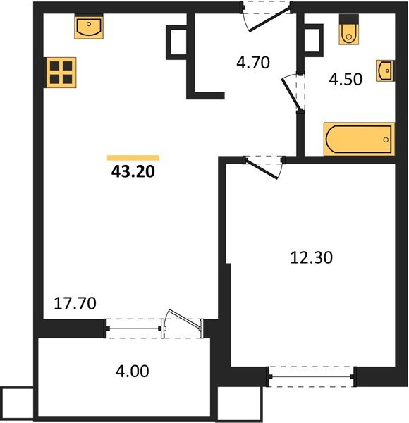 Фото №1: 1-комнатная квартира 43 м² - Краснодар, Прикубанский внутригородской округ, мкр. Парк Победы