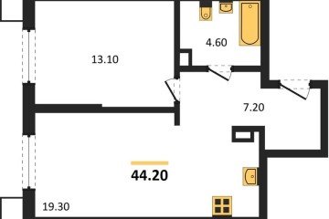 Фото №1: 1-комнатная квартира 44 м² - Краснодар, мкр. Парк Победы, 