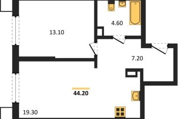 Фото №1: 1-комнатная квартира 44 м² - Краснодар, мкр. Парк Победы, 