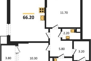 Фото №1: 2-комнатная квартира 66 м² - Краснодар, мкр. Парк Победы, 