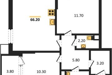 Фото №1: 2-комнатная квартира 66 м² - Краснодар, мкр. Парк Победы, 