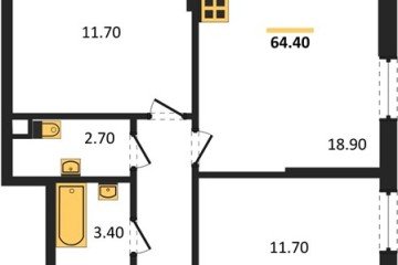 Фото №1: 2-комнатная квартира 64 м² - Краснодар, мкр. Парк Победы, 