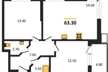 Фото №1: 2-комнатная квартира 63 м² - Краснодар, мкр. Парк Победы, 