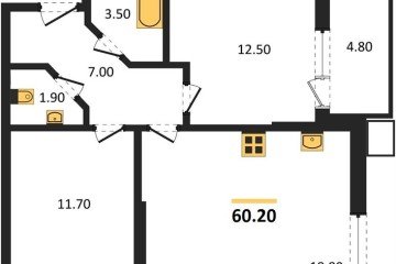 Фото №1: 2-комнатная квартира 60 м² - Краснодар, мкр. Парк Победы, 