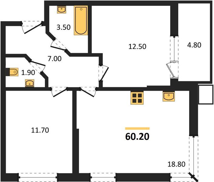 Фото №1: 2-комнатная квартира 60 м² - Краснодар, Прикубанский внутригородской округ, мкр. Парк Победы