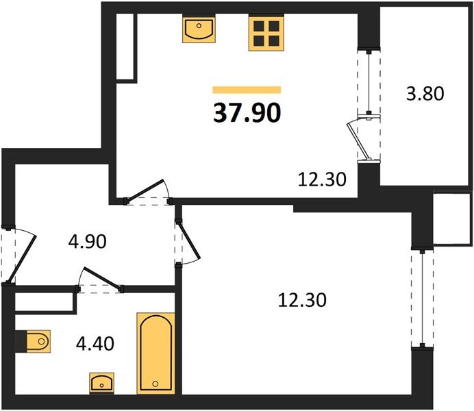 Фото №1: 1-комнатная квартира 37 м² - Краснодар, Парк Победы, мкр. Прикубанский внутригородской округ