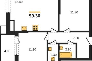 Фото №1: 2-комнатная квартира 59 м² - Краснодар, мкр. Прикубанский внутригородской округ, 