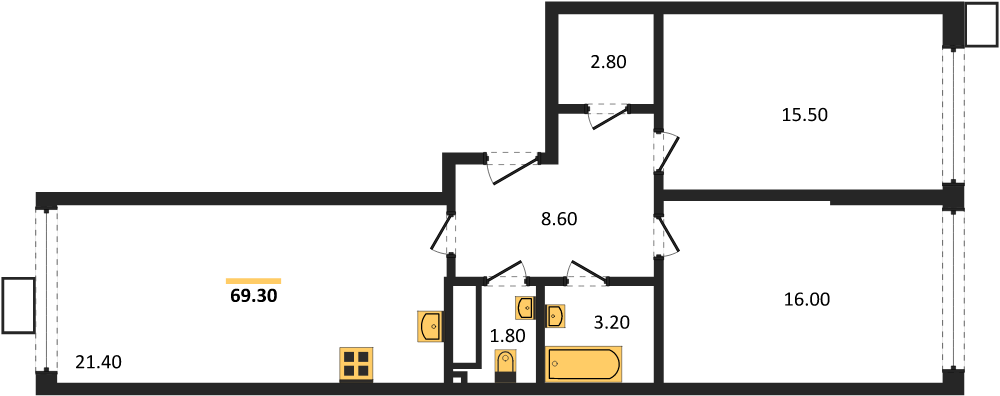 Фото №1: 2-комнатная квартира 67 м² - Краснодар, Парк Победы, мкр. Прикубанский внутригородской округ