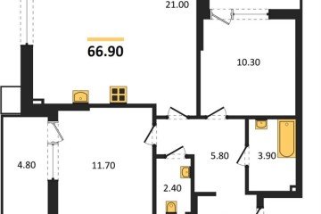 Фото №1: 2-комнатная квартира 66 м² - Краснодар, мкр. Прикубанский внутригородской округ, 