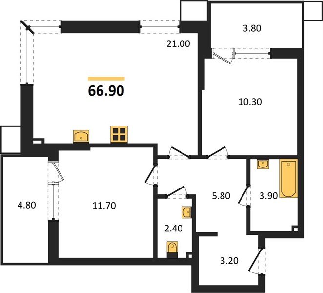Фото №1: 2-комнатная квартира 66 м² - Краснодар, Парк Победы, мкр. Прикубанский внутригородской округ