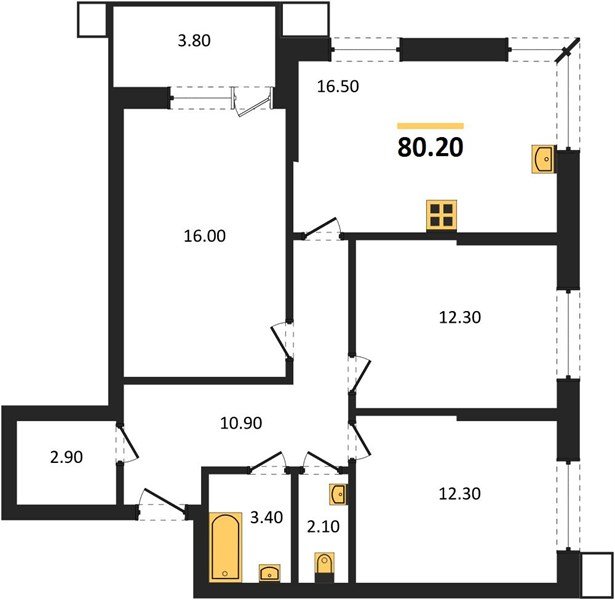 Фото №1: 3-комнатная квартира 80 м² - Краснодар, Парк Победы, 