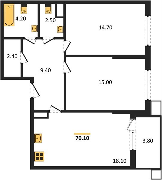 Фото №1: 2-комнатная квартира 70 м² - Краснодар, Парк Победы, мкр. Прикубанский внутригородской округ