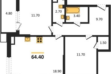 Фото №1: 2-комнатная квартира 64 м² - Краснодар, мкр. Прикубанский внутригородской округ, 