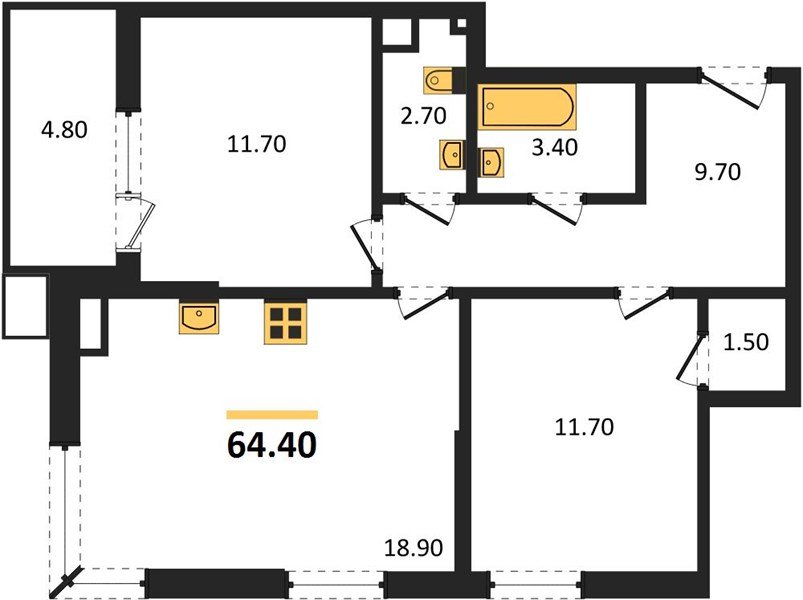 Фото №1: 2-комнатная квартира 64 м² - Краснодар, Парк Победы, мкр. Прикубанский внутригородской округ